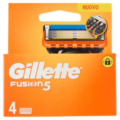 Gillette Lamette Rasoi Uomo Fusion5 per Rasoio a 5 Lame, Confezione da 4 Lamette Barba